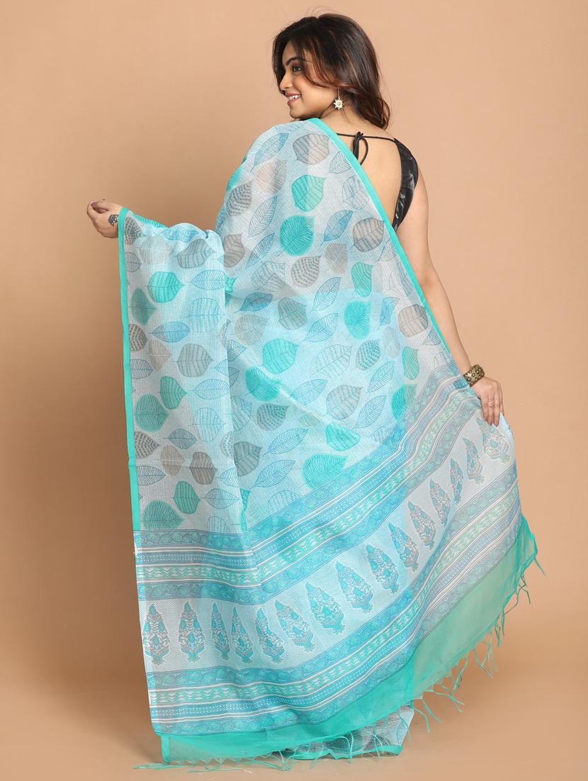women light blue handloom saree with blouse - 21272235 - Standard Image - 2