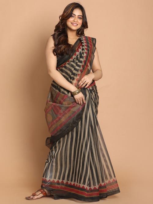 women kota doria saree with blouse - 21272274 - Very Small Image - 1