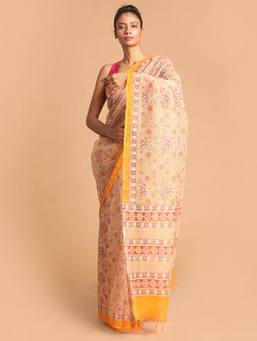 women cotton printed saree with blouse - 21272341 - Very Small Image - 1