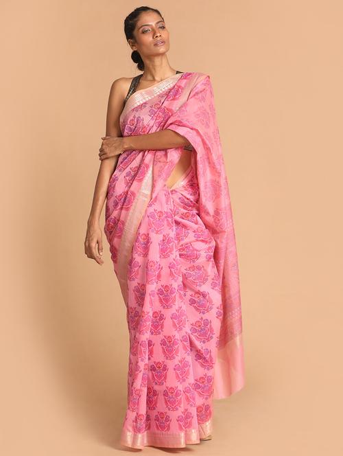 women chanderi saree with blouse - 21272439 - Very Small Image - 1