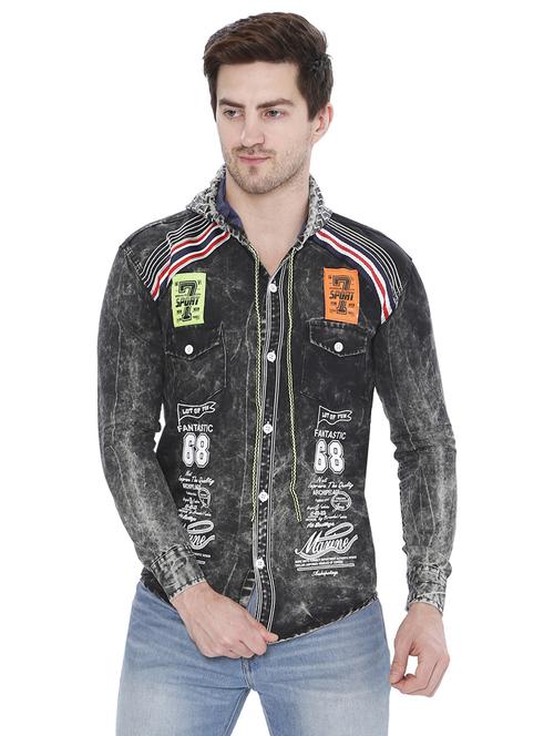 men printed hood neck casual shirt - 21275085 - Very Small Image - 1