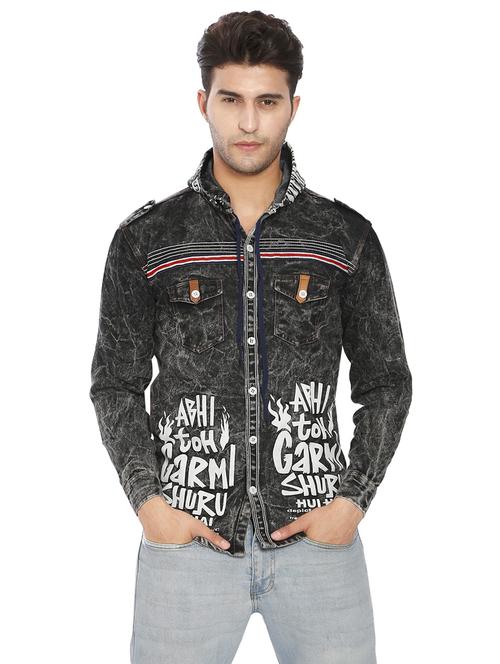 black denim casual shirt - 21275125 - Very Small Image - 1