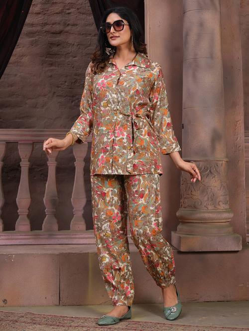 women printed shirt and trouser co-ord set - 21275906 - Very Small Image - 1