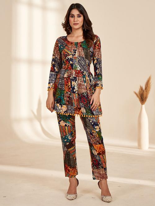 women printed shirt and trouser co-ord set - 21275908 - Very Small Image - 1