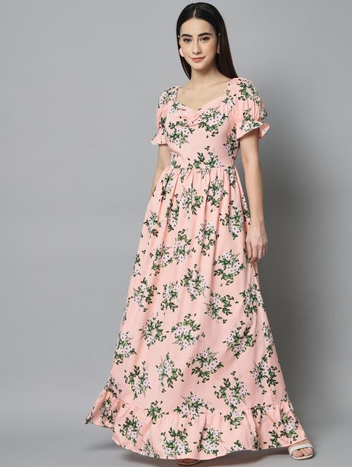 peach polyester gown dress - 21277979 - Very Small Image - 1