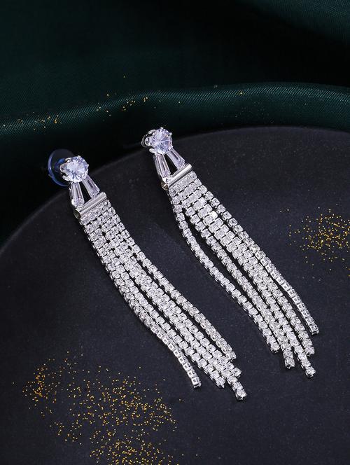 silver stainless steel drop earrings - 21279361 - Very Small Image - 1