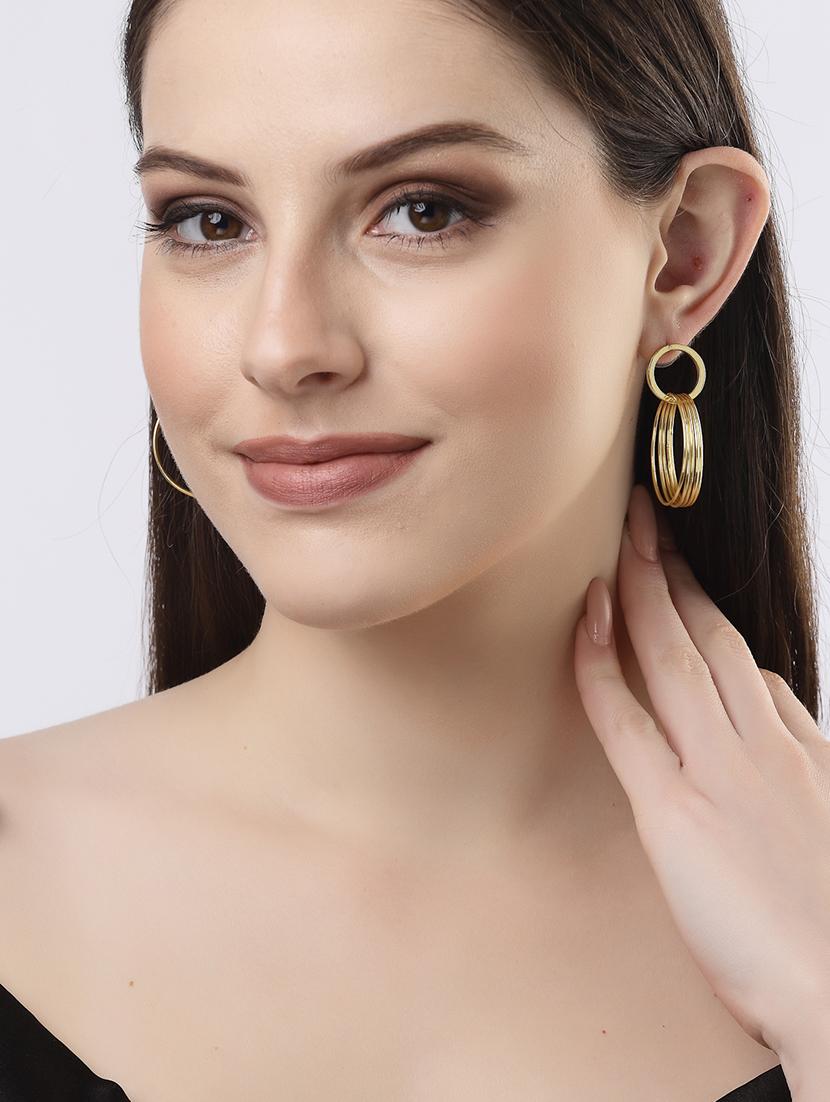 gold alloy drop earrings - 21279417 - Standard Image - 4