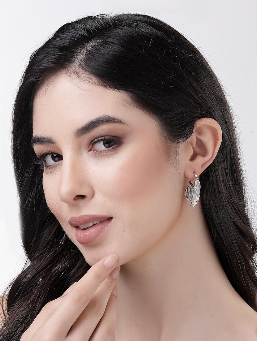 silver brass drop earrings - 21279446 - Zoom Image - 3