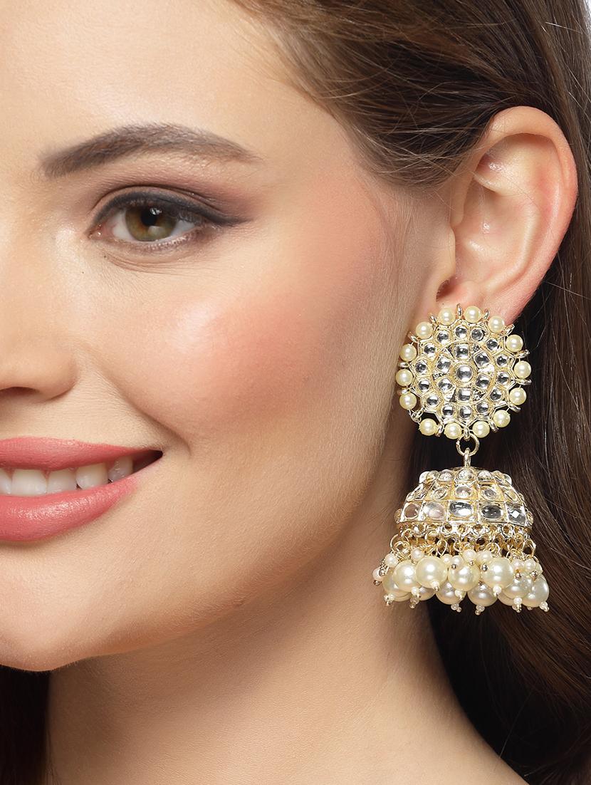 gold metal jhumka earrings - 21279447 - Standard Image - 4
