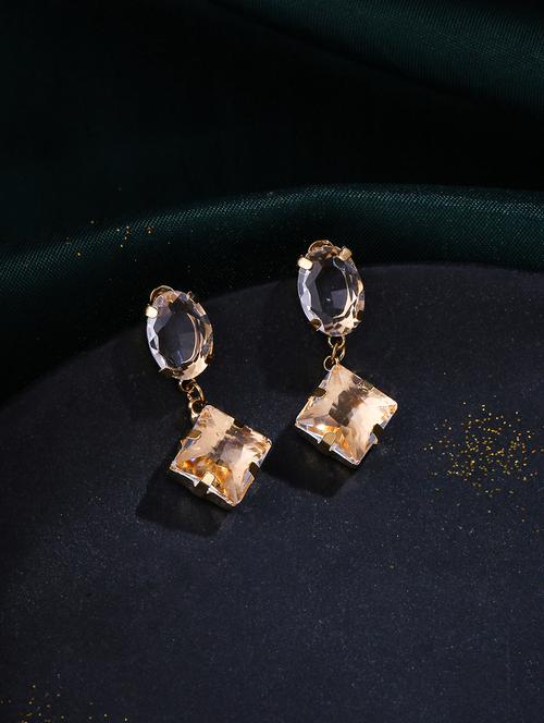 gold stainless steel drop earrings - 21279448 - Very Small Image - 1
