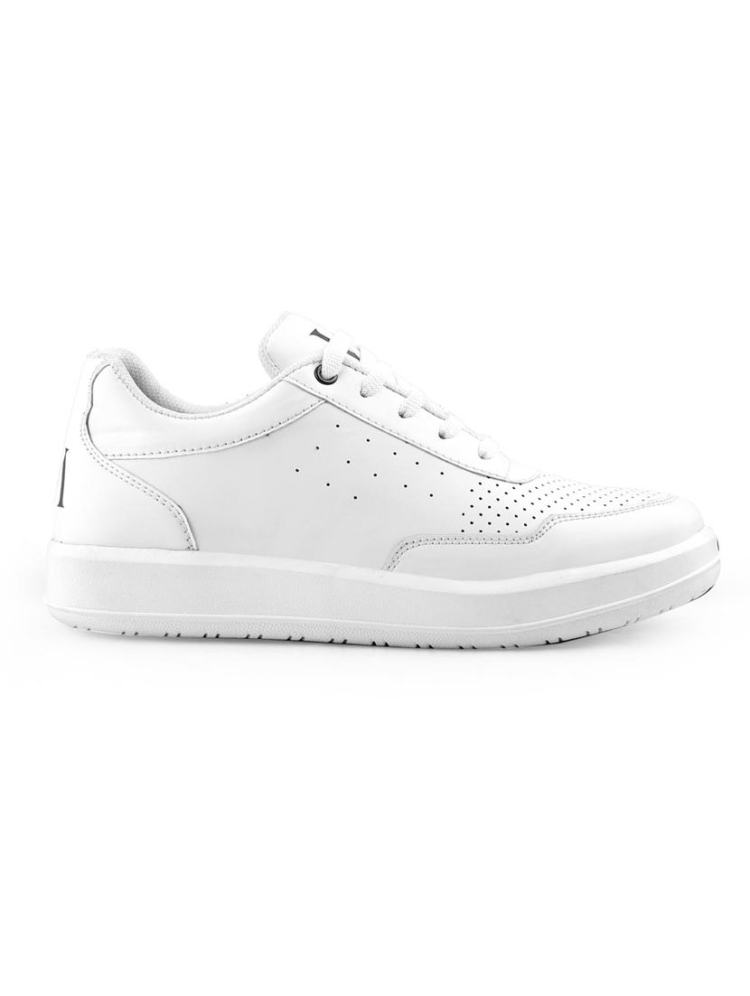 white leatherette lace up sneakers - 21279634 - Zoom Image - 3