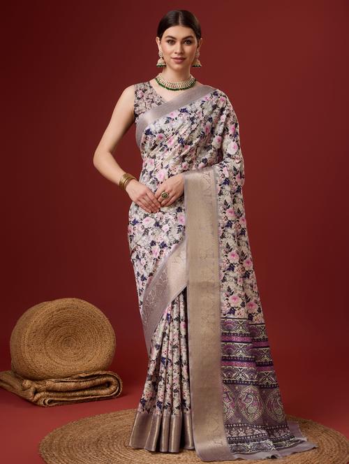 women self design tussar saree with blouse - 21279975 - Very Small Image - 1