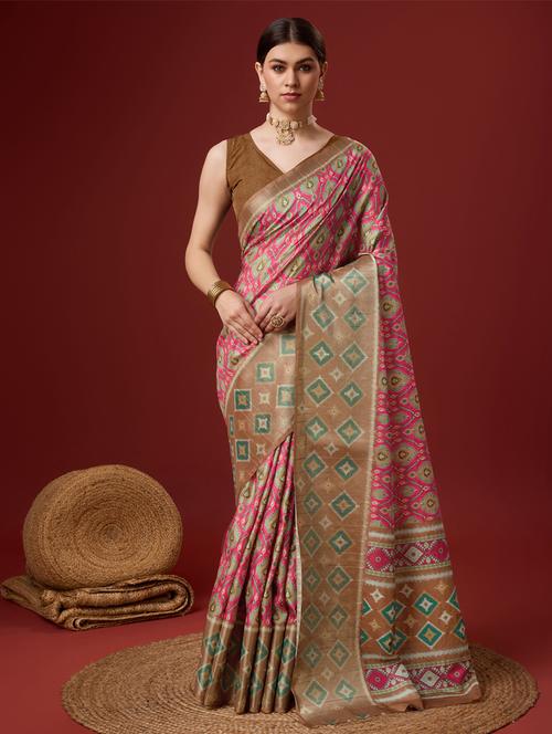 women self design tussar saree with blouse - 21279986 - Very Small Image - 1