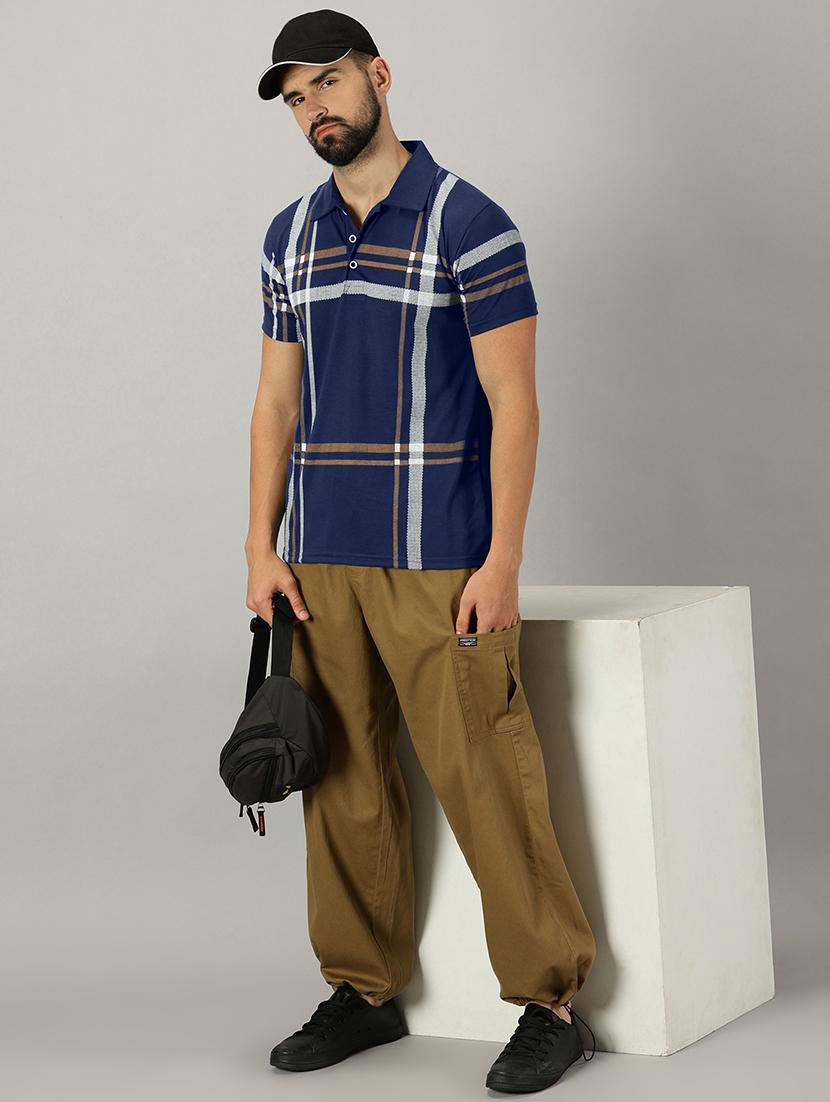 men blue checkered regular fit t-shirt - 21281754 - Zoom Image - 4