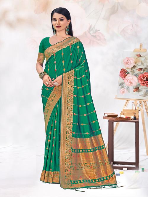 women self design banarasi saree with blouse - 21281900 - Very Small Image - 1