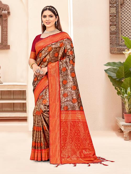 women self design banarasi saree with blouse - 21281904 - Very Small Image - 1