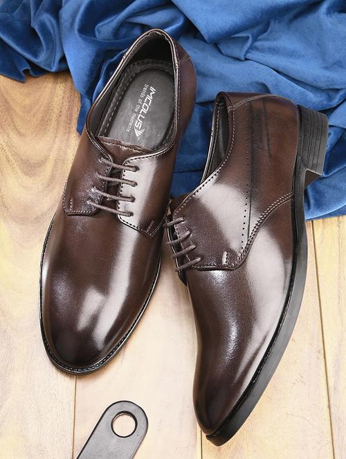 brown leatherette laceup derbies - 21283732 - Very Small Image - 1