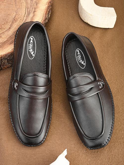 brown leatherette slip on loafers - 21283757 - Very Small Image - 1