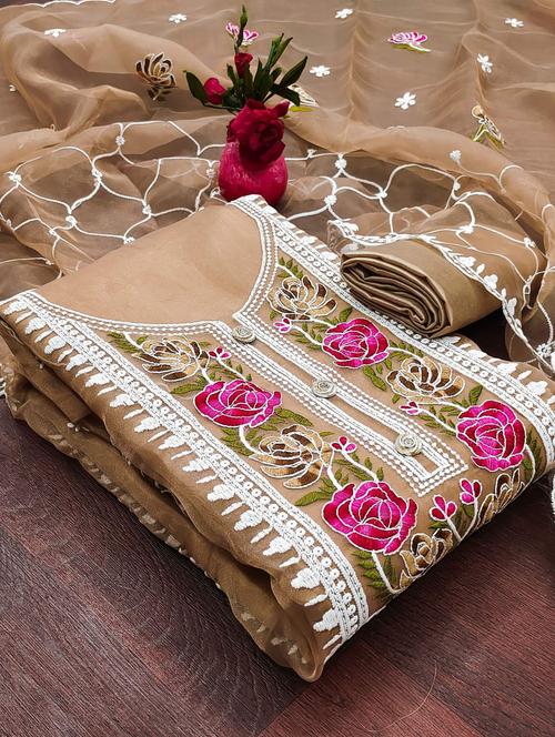 women embroidered unstitched suit set - 21284383 - Very Small Image - 1