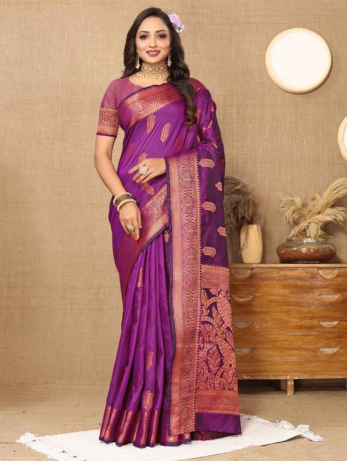 women self design banarasi saree with blouse - 21284914 - Very Small Image - 1