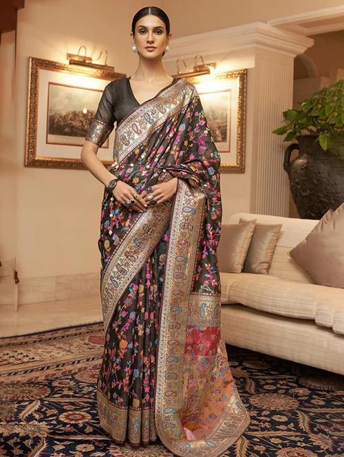 women zari work banarasi saree with blouse - 21285179 - Very Small Image - 1