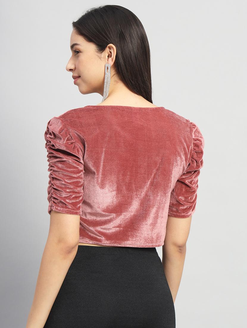 women solid stitched blouse - 21285976 - Standard Image - 2