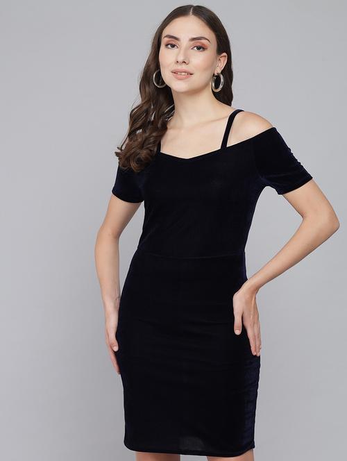 navy blue velvet bodycon dress - 21286095 - Very Small Image - 1