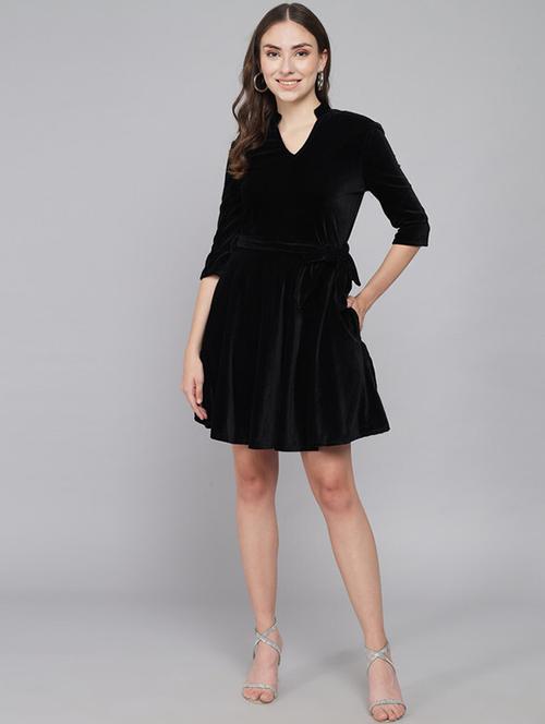 women solid fit & flare dress  - 21286107 - Very Small Image - 1