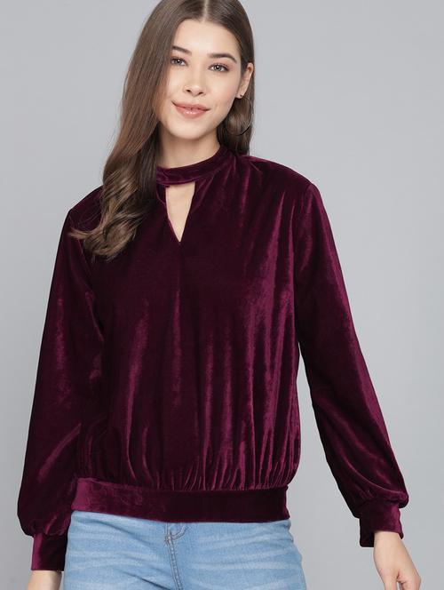 maroon velvet regular top - 21286766 - Very Small Image - 1