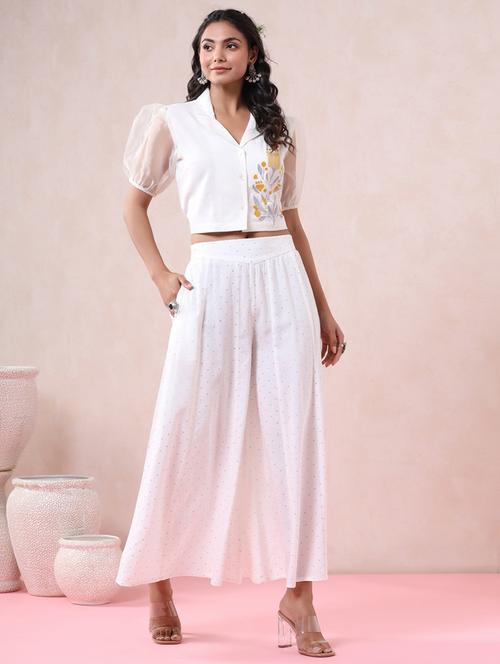 women off white rayon palazzo - 21287539 - Very Small Image - 1