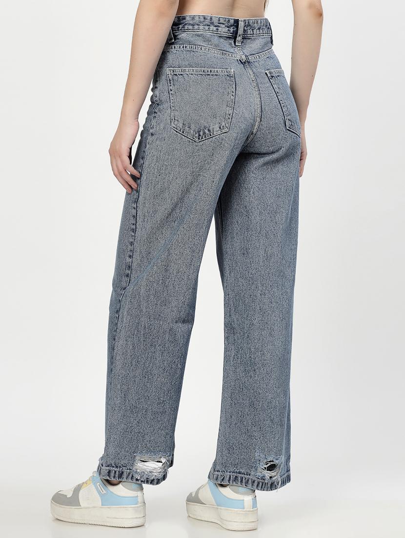 women distressed wide leg jean - 21287768 - Standard Image - 2