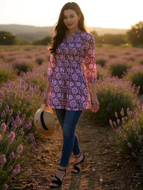 women purple rayon regular tunic - 21288271 - Very Small Image - 1