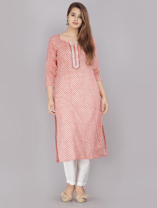 women orange cotton straight kurta - 21288710 - Very Small Image - 1
