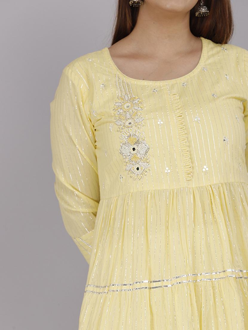 women lime cotton tiered ethnic dress - 21288727 - Zoom Image - 5