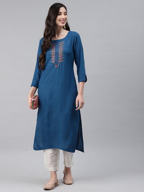 women three quarter sleeve straight kurta - 21288786 - Very Small Image - 1