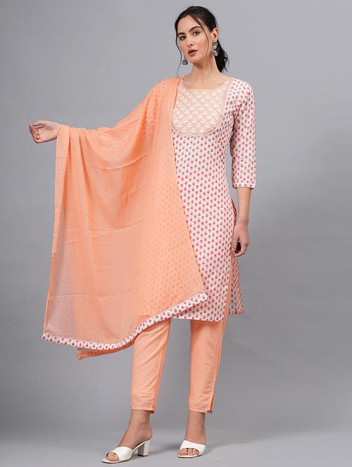 women three quarter sleeve kurta pant with dupatta set - 21288971 - Very Small Image - 1