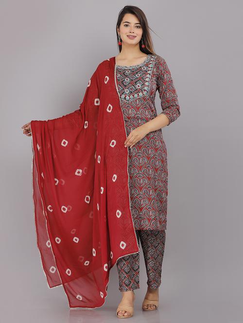 women printed kurta pant with dupatta set - 21289184 - Very Small Image - 1