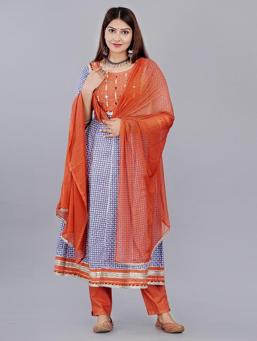 women blue kurta pant set with dupatta - 21289228 - Very Small Image - 1