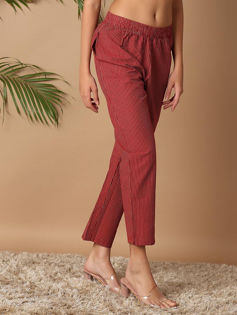 women maroon cotton cigarette pants - 21289683 - Zoom Image - 1