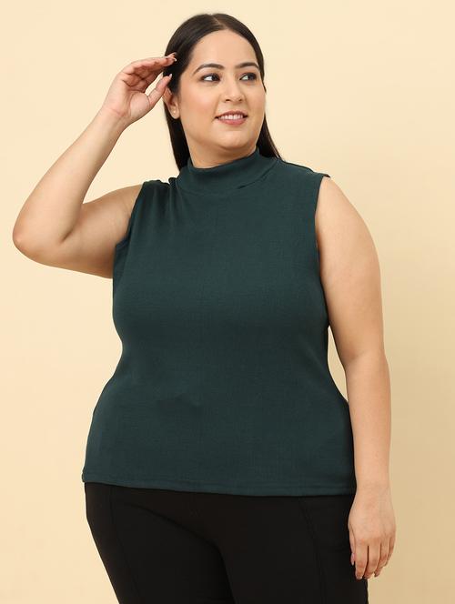 green cotton blend crop tshirt - 21290774 - Very Small Image - 1