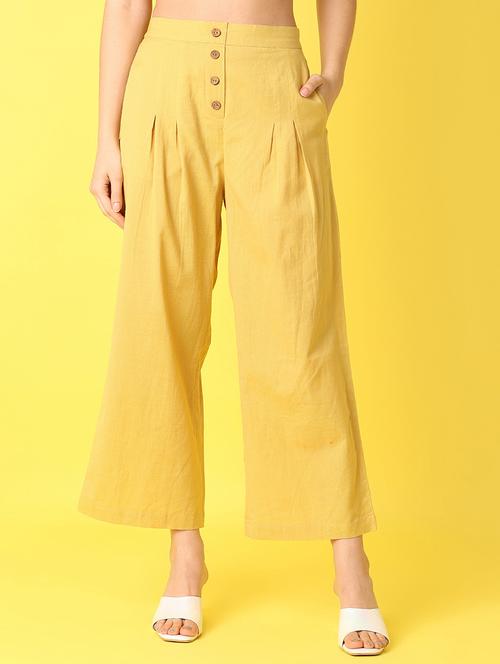 yellow solid palazzo - 21292263 - Very Small Image - 1