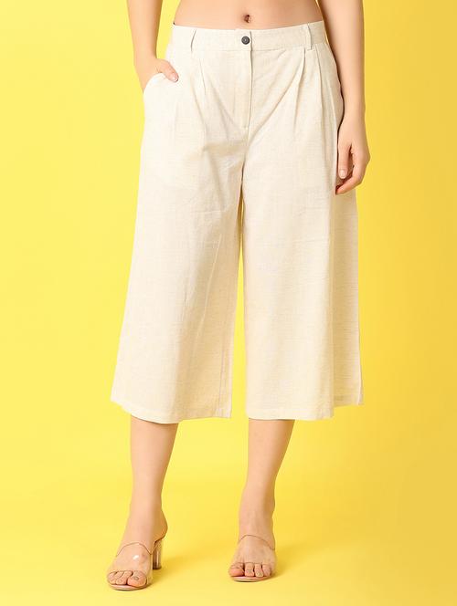 women cream cotton palazzo - 21292265 - Very Small Image - 1