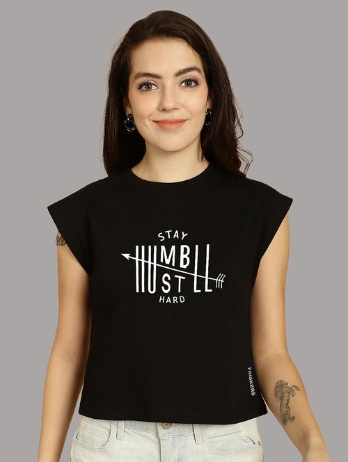 women printed round neck crop top - 21292475 - Very Small Image - 1