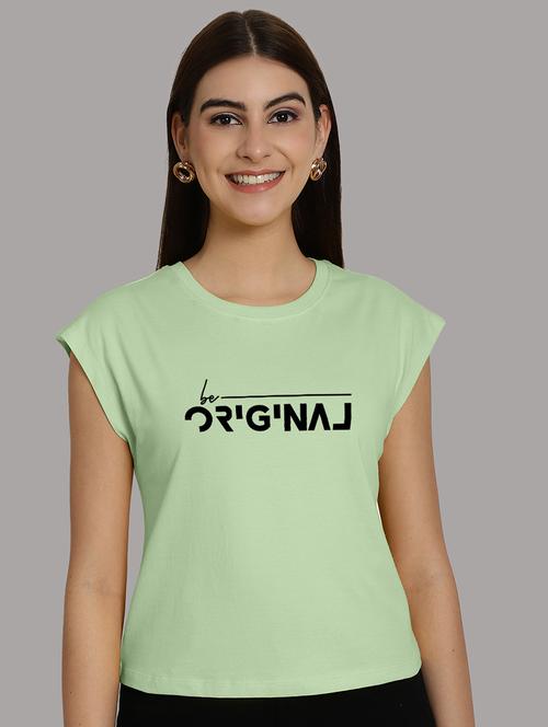 women printed round neck crop top - 21292476 - Very Small Image - 1