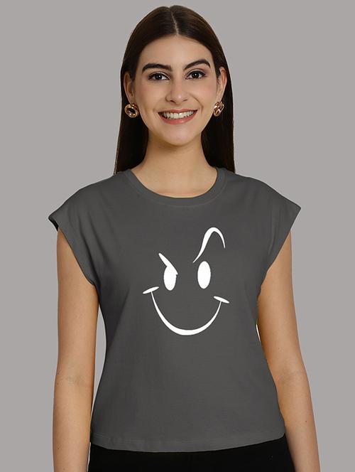 women printed round neck crop top - 21292504 - Very Small Image - 1