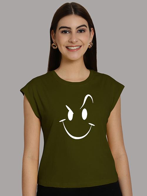 women printed round neck crop top - 21292505 - Very Small Image - 1