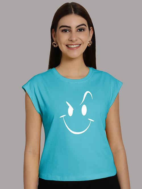 women printed round neck crop top - 21292508 - Very Small Image - 1