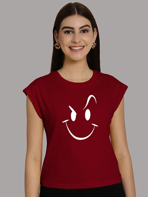 women printed round neck crop top - 21292511 - Very Small Image - 1