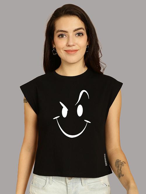 women printed round neck crop top - 21292515 - Very Small Image - 1