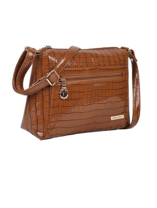 tan leatherette sling bag - 21296620 - Very Small Image - 1